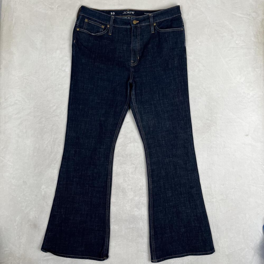 J.Crew Skinny Flare Jeans Womens 33 Blue Slim Flared Dark Wash Denim Pants